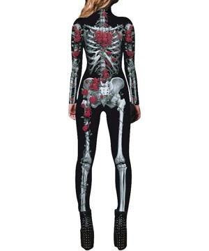 Shapewear Women Halloween Skull Costume Printing Skeleton Cosplay Jumpsuit Romper - Print 48 - CE18HL4393Q