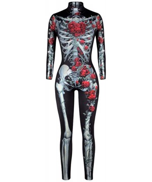 Shapewear Women Halloween Skull Costume Printing Skeleton Cosplay Jumpsuit Romper - Print 48 - CE18HL4393Q