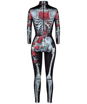 Shapewear Women Halloween Skull Costume Printing Skeleton Cosplay Jumpsuit Romper - Print 48 - CE18HL4393Q