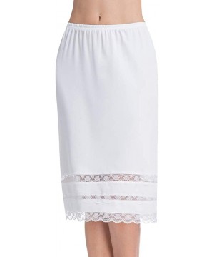 Slips Half Slips for Women Underskirt Dress Extender Lace Trim Knee Length Midi Skirt 19-26" Length - White - CJ18NQYDLH3