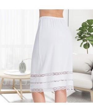 Slips Half Slips for Women Underskirt Dress Extender Lace Trim Knee Length Midi Skirt 19-26" Length - White - CJ18NQYDLH3