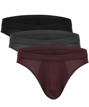 Briefs Men's 3 Pack Modal Rayon Soft Lightweight Pouch Briefs - Red+black+grey - CF18U2HHNX5