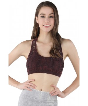 Bras Women Seamless Peephole Racerback Bralette Made in U.S.A One Size - Vintage Dark Burgundy - CE185O6C4OH