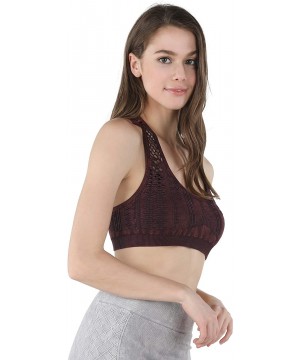 Bras Women Seamless Peephole Racerback Bralette Made in U.S.A One Size - Vintage Dark Burgundy - CE185O6C4OH