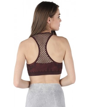 Bras Women Seamless Peephole Racerback Bralette Made in U.S.A One Size - Vintage Dark Burgundy - CE185O6C4OH