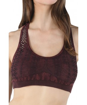 Bras Women Seamless Peephole Racerback Bralette Made in U.S.A One Size - Vintage Dark Burgundy - CE185O6C4OH