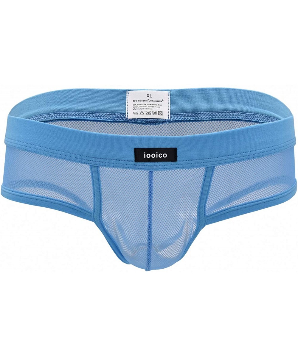 Briefs Men's Underwear- Soft Mesh Thongs G-Strings See Through Briefs - Fishnet Design - Color5 Blue - C718ISR7M4U