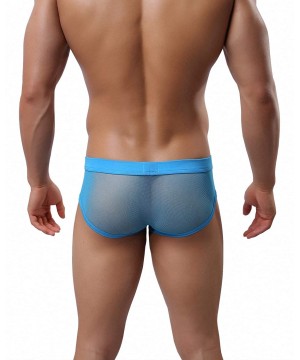 Briefs Men's Underwear- Soft Mesh Thongs G-Strings See Through Briefs - Fishnet Design - Color5 Blue - C718ISR7M4U