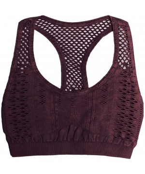 Bras Women Seamless Peephole Racerback Bralette Made in U.S.A One Size - Vintage Dark Burgundy - CE185O6C4OH