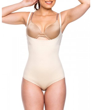 Shapewear Women's Shapewear Seamless Open Bust Body Suit - Nude - C918KR3O33Z