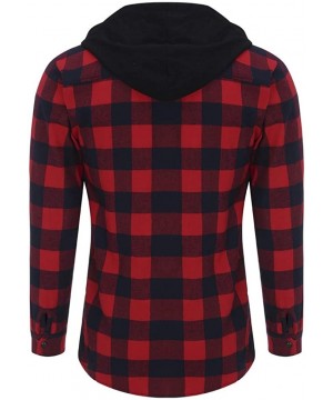 Shapewear Mens Casual Splicing Buttons Down Hoodie Jackets Long & Short Sleeve with Pockets Shirt Top Blouse - Red - C6194Q3X9LS