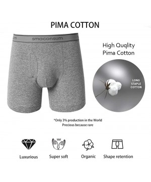 Boxer Briefs Mens Boxer Briefs Underwear- 3-6Pack 100% Pima Cotton Boxer Briefs with Open Fly - Grey-6 Pack - CS190HGWSRY