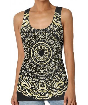 Camisoles & Tanks Girl's Bohemian Mandala Medallion Flower Luxury Black Tank Top Tanktop Women Basic Plain Premium Classic Wi...