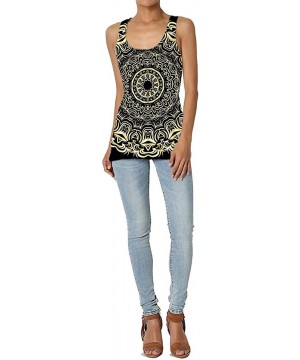 Camisoles & Tanks Girl's Bohemian Mandala Medallion Flower Luxury Black Tank Top Tanktop Women Basic Plain Premium Classic Wi...