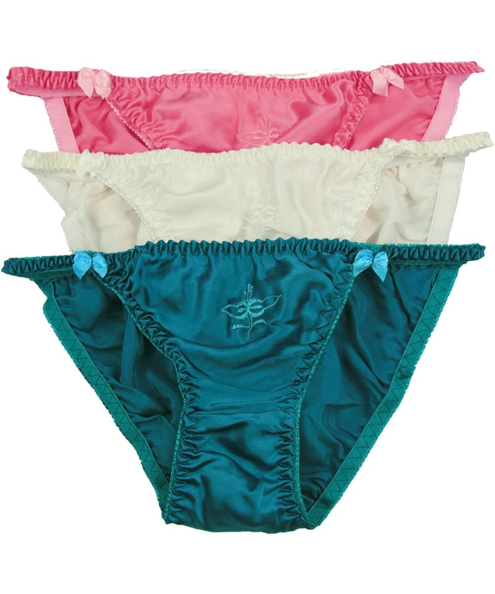 Panties Women's Silk String Bikini 3 Pairs in One Economic Pack Size X-Large - A - CF11NM12TS7