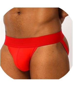 G-Strings & Thongs Sexy Men Underwear Lingerie Jocks G Strings Thongs Pure Cotton Solid Briefs Panties Jock S BP.01 - Red-3 -...