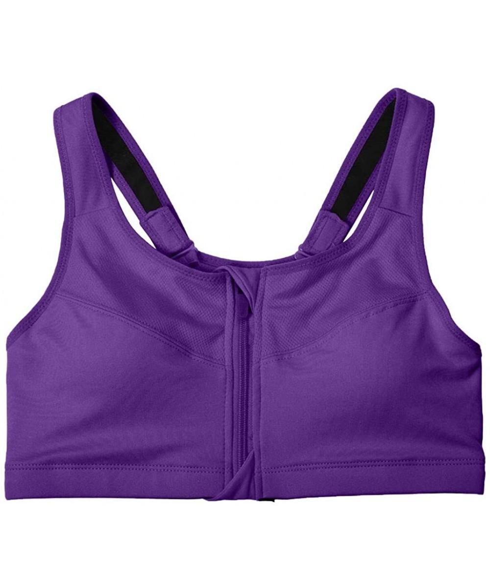 Bras Women's Solid Color Bra Sports Underwear Workout Padded Lingerie Vest - Purple - CM1922WWQH0