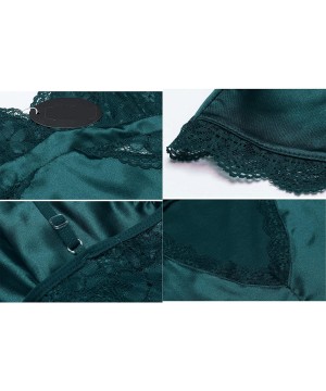 Sets Women's Lace Trim Satin Charmeuse Camisole and Tap Panty Set - Green - CQ18CLUKW7N