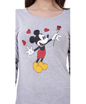 Sets Womens Loungewear Set Snoopy Mickey Mouse Print Two Piece Pyjama Top Nightwear - Grey - Mickey Mouse Hearts - C712NZXJA61