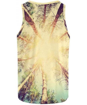 Undershirts Men's Muscle Gym Workout Training Sleeveless Tank Top Forest and Sky with Sunlight - Multi5 - CW19D0Y0R56