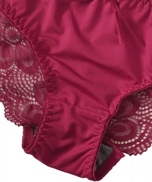 Bras Women's 2 Piece Lace Lingerie Set Push Up Underwire Bra & Panty - Burgundy - CV194TL0RYA