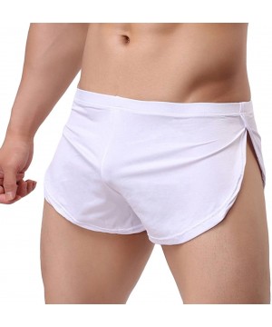 Boxers Men's Split Side Sexy Breathable Boxer Underwear - White - C7185X6TEQ0