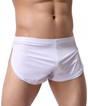 Boxers Men's Split Side Sexy Breathable Boxer Underwear - White - C7185X6TEQ0