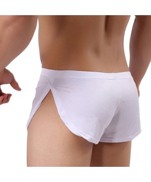 Boxers Men's Split Side Sexy Breathable Boxer Underwear - White - C7185X6TEQ0