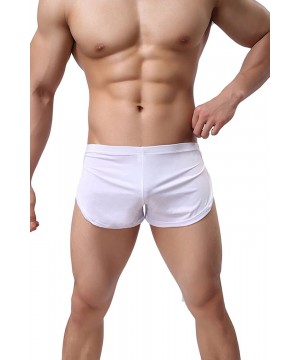 Boxers Men's Split Side Sexy Breathable Boxer Underwear - White - C7185X6TEQ0