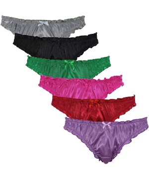 Panties Sexy Comfy Women's Satin Thong Panties Strings Underwear - Pack D(6 Pack) - CV18YS6NXT6