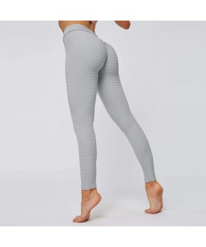 Thermal Underwear Women's High Waisted Leggings Slimming Scrunch Booty Ruched Butt Lift Yoga Pants - Gray - CQ197YH836W