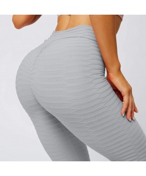 Thermal Underwear Women's High Waisted Leggings Slimming Scrunch Booty Ruched Butt Lift Yoga Pants - Gray - CQ197YH836W