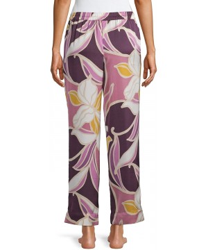 Bottoms Purple Pearl Floral Satin Lounge Sleep Pants - CE18ZL9ZWSQ