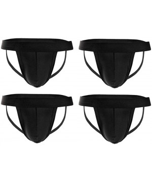 G-Strings & Thongs Men's Athletic Supporter Jockstrap Thongs Underwear - 4 Pairs - Black - CH18EQKIQ4Z