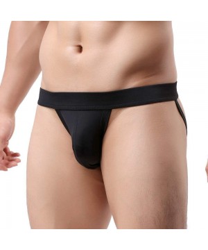 G-Strings & Thongs Men's Athletic Supporter Jockstrap Thongs Underwear - 4 Pairs - Black - CH18EQKIQ4Z