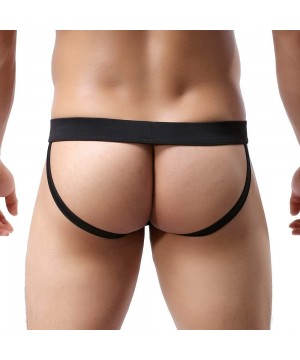 G-Strings & Thongs Men's Athletic Supporter Jockstrap Thongs Underwear - 4 Pairs - Black - CH18EQKIQ4Z