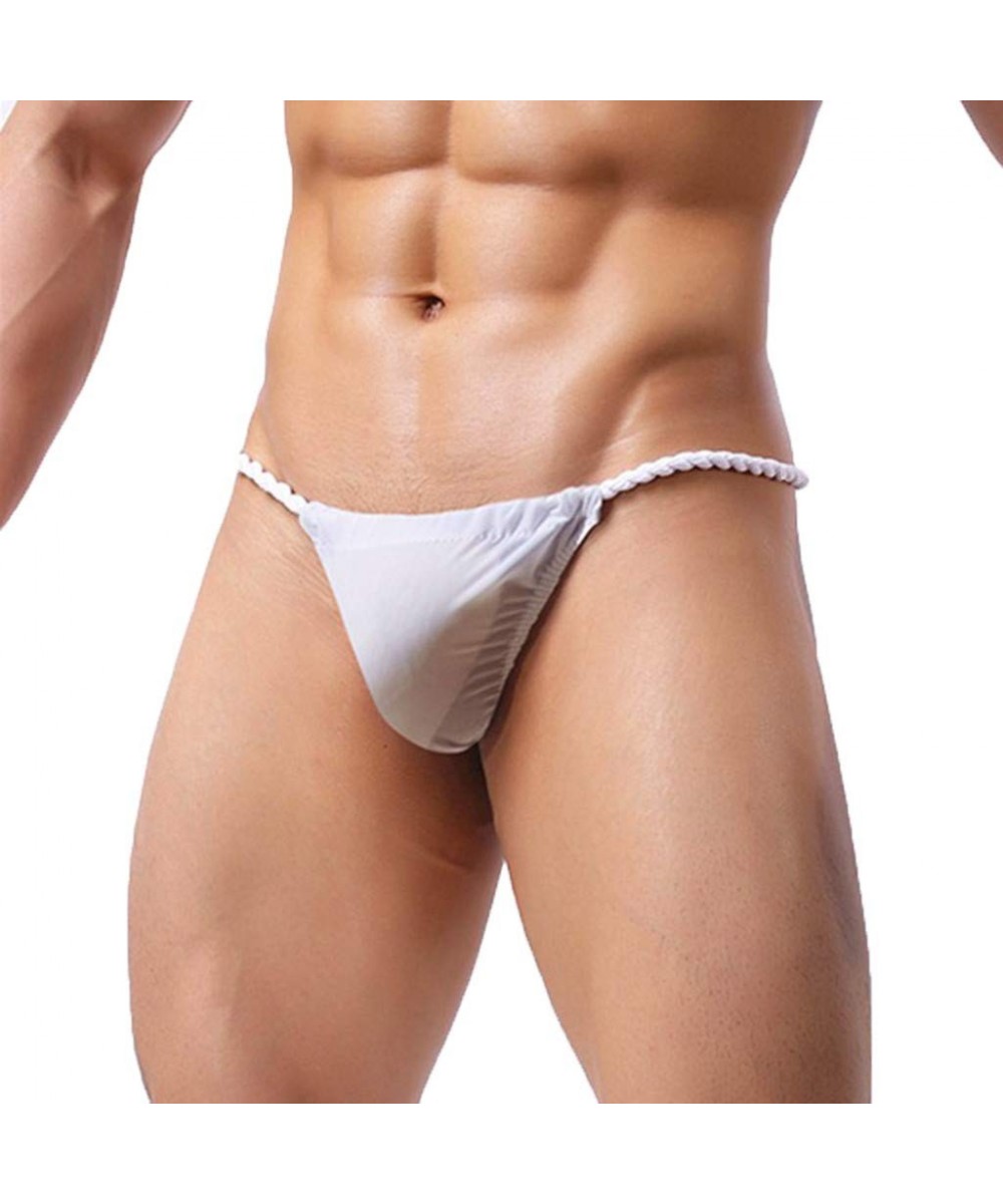 G-Strings & Thongs Sexy Underpants Men Tie Rope Thin Ice Wire Silk Perspective Underpants Sexy Lingerie G-String Men's Tied S...