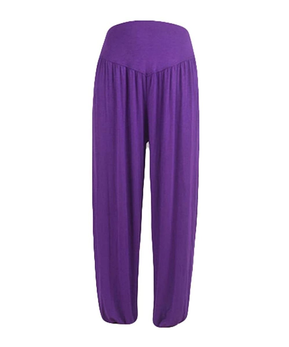 Thermal Underwear Women's Harem Pants Yoga Pants Plus Size Solid Color Casual Loose Trousers - Purple - C818HOOYUK8