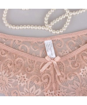 Thermal Underwear Fashion Delicate Women Translucent Underwear Sheer Lace Tank Lace Sexy Underpant - Pink - CJ194N6ZUNU