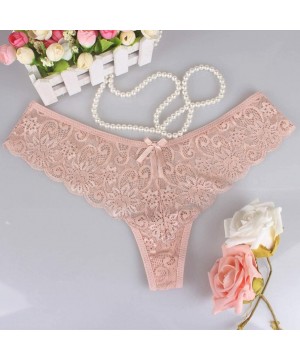 Thermal Underwear Fashion Delicate Women Translucent Underwear Sheer Lace Tank Lace Sexy Underpant - Pink - CJ194N6ZUNU