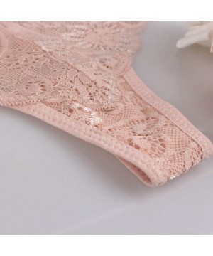 Thermal Underwear Fashion Delicate Women Translucent Underwear Sheer Lace Tank Lace Sexy Underpant - Pink - CJ194N6ZUNU