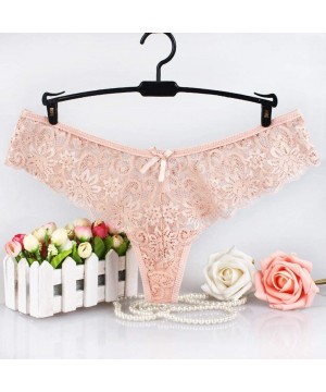 Thermal Underwear Fashion Delicate Women Translucent Underwear Sheer Lace Tank Lace Sexy Underpant - Pink - CJ194N6ZUNU