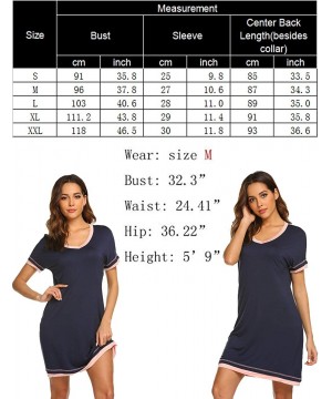 Nightgowns & Sleepshirts Cotton Sleepwear Womens Short Sleeve Soft Nightgown V Neck Short Sleep Dress - Deep Grey - C118NRTR7TN