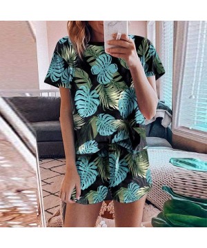 Sets Women's T-Shirt Gradient Short Sleeve Tops Blouse Tie-Dye Printed Shorts Long Sleeve 2 Piece Pajamas Set Sleepwear - Gre...