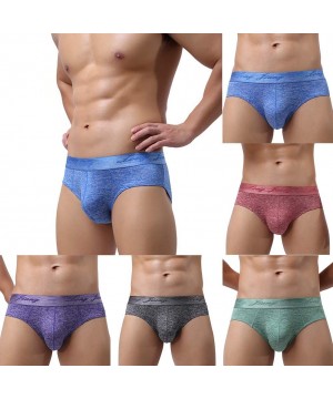 Briefs Solid Color Mid Rise U Convex Briefs Stretch Underwear Breathable Men Underpants Comfortable Underwear - CN18W3YWA7I