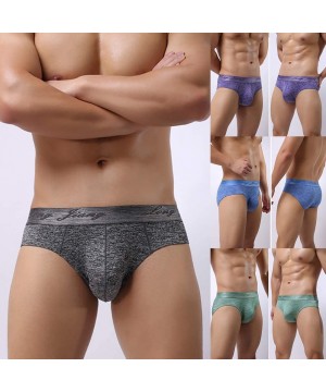 Briefs Solid Color Mid Rise U Convex Briefs Stretch Underwear Breathable Men Underpants Comfortable Underwear - CN18W3YWA7I