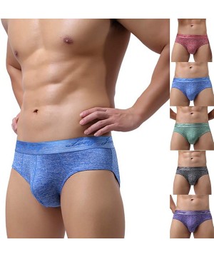 Briefs Solid Color Mid Rise U Convex Briefs Stretch Underwear Breathable Men Underpants Comfortable Underwear - CN18W3YWA7I