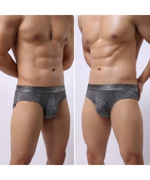 Briefs Solid Color Mid Rise U Convex Briefs Stretch Underwear Breathable Men Underpants Comfortable Underwear - CN18W3YWA7I