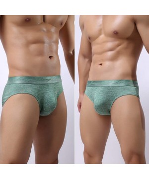 Briefs Solid Color Mid Rise U Convex Briefs Stretch Underwear Breathable Men Underpants Comfortable Underwear - CN18W3YWA7I