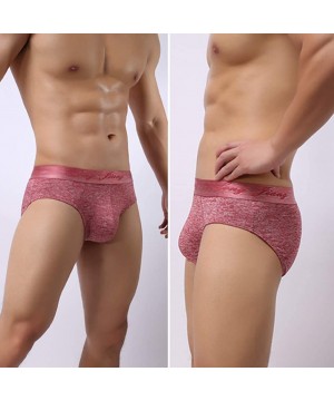 Briefs Solid Color Mid Rise U Convex Briefs Stretch Underwear Breathable Men Underpants Comfortable Underwear - CN18W3YWA7I